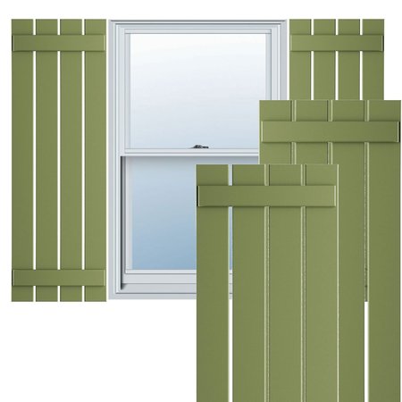 True Fit PVC Four Board Spaced Board-n-Batten Shutters, Moss Green , 23W X 56H